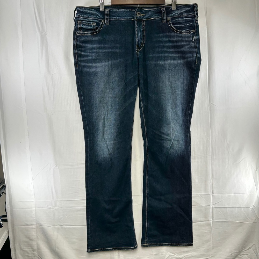 Silver Jeans Elyse Slim Bootcut Womens 36x35 (fit 40x35) Dark Wash Fluid Denim